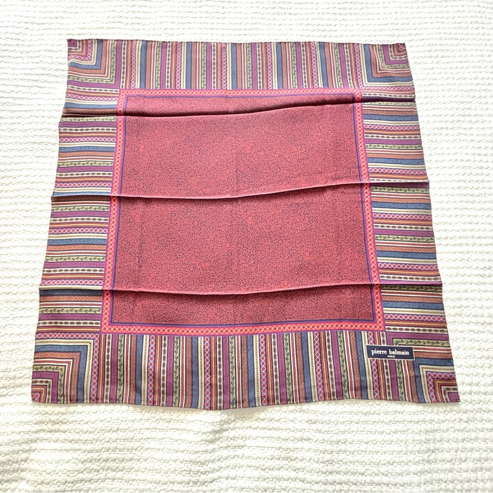 Vintage Pierre Balmain Paris Scarf | Made in France | Geometric Print 100% Silk